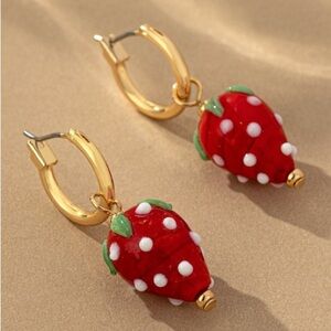 Glazed Glass Strawberry Earrings